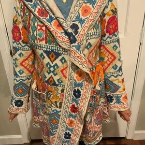 Johnny Was Colorful Embroidered Coat